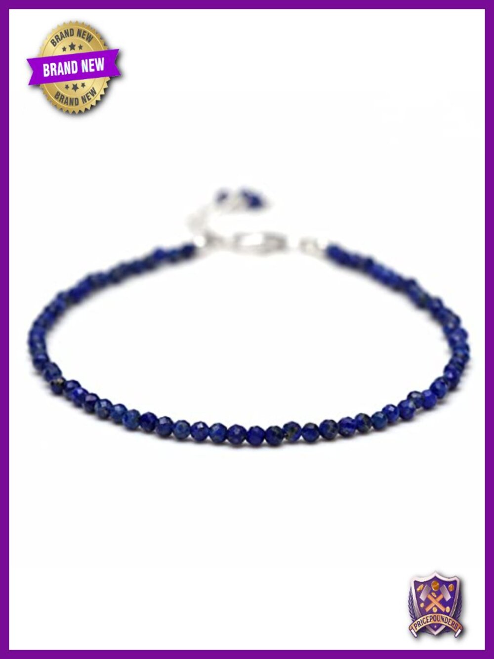 925 Sterling Silver Lapis Lazuli Beaded Bracelet Dainty Natural Gemstone